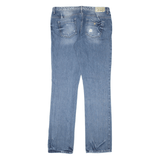 GUESS Weekend Distressed Womens Jeans Blue Regular Straight Stone Wash W32 L34