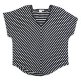 GAP Womens Printed Top Black V-Neck Striped M
