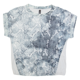 MARC CAIN Womens Printed Top Grey Silk Animal Print L