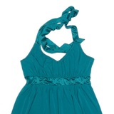 DKNY Womens Halter Neck Top Green V-Neck Sleeveless S