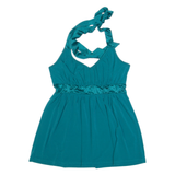 DKNY Womens Halter Neck Top Green V-Neck Sleeveless S