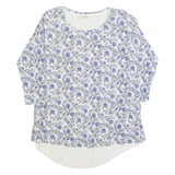 FAT FACE Womens Printed Top Blue Long Sleeve Floral UK 8