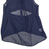 FIRETRAP Sheer Womens Shirt Blue Collared Sleeveless L