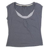 LAURA ASHLEY Womens Printed Top Grey Polka Dot UK 12