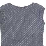 LAURA ASHLEY Womens Printed Top Grey Polka Dot UK 12