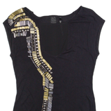 KAREN MILLEN Beaded Womens Top Black UK 10