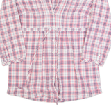 CREW CLOTHING Womens Printed Shirt Pink V-Neck Long Sleeve Check UK 10