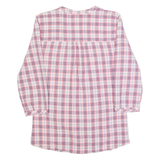 CREW CLOTHING Womens Printed Shirt Pink V-Neck Long Sleeve Check UK 10