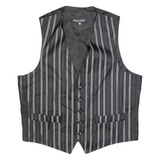 PIERRE CARDIN Mens Blazer Waistcoat Black Striped M