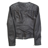 MASSIMO DUTTI Womens Biker Jacket Black Leather S