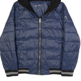 MICHAEL KORS Womens Puffer Coat Blue Hooded UK 8