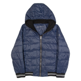 MICHAEL KORS Womens Puffer Coat Blue Hooded UK 8