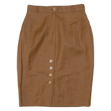 Womens Straight Skirt Brown Knee Length Wool S