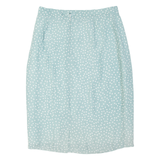 Womens Pencil Skirt Blue Midi Viscose Polka Dot L