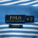 Polo By Ralph Lauren Striped Polo Shirt - Medium Blue Cotton