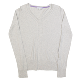 FAT FACE Womens Jumper Grey V-Neck Tight Knit UK 10