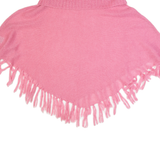 GUESS Poncho Womens Jumper Pink Roll Neck Tight Knit Short Sleeve Mohair S