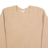 WHISTLES Womens Jumper Beige V-Neck Tight Knit Wool XS