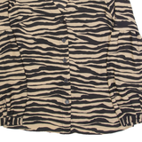 HOBBS LONDON Womens Printed Shirt Beige V-Neck Long Sleeve Animal Print UK 6