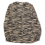 HOBBS LONDON Womens Printed Shirt Beige V-Neck Long Sleeve Animal Print UK 6