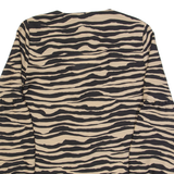 HOBBS LONDON Womens Printed Shirt Beige V-Neck Long Sleeve Animal Print UK 6