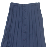 Belted Womens Pleated Skirt Blue Midi M