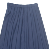 Belted Womens Pleated Skirt Blue Midi M