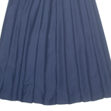 Belted Womens Pleated Skirt Blue Midi M