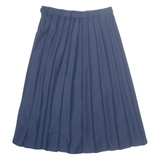 Belted Womens Pleated Skirt Blue Midi M