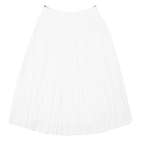 ALEXANDER Womens Pleated Skirt White Midi Polka Dot M