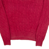 RALPH LAUREN SPORT Womens Jumper Red V-Neck Cable Knit XL