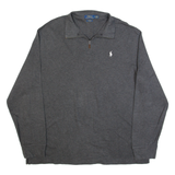 POLO RALPH LAUREN Estate Rib Mens Jumper Grey 1/4 Zip Tight Knit XL