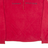 TOMMY HILFIGER Womens Jumper Red 1/4 Zip Tight Knit XL
