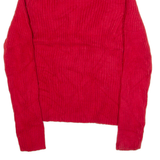 TOMMY HILFIGER Womens Jumper Red Roll Neck Tight Knit M