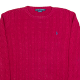 RALPH LAUREN Womens Jumper Red Cable Knit L