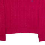 RALPH LAUREN Womens Jumper Red Cable Knit L
