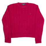 RALPH LAUREN Womens Jumper Red Cable Knit L