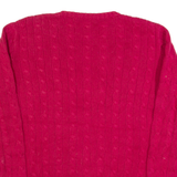 RALPH LAUREN Womens Jumper Red Cable Knit L
