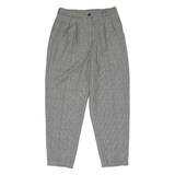 PATRICE BREAL Houndstooth Check Womens Trousers Grey Slim Tapered 90s Wool W28 L25