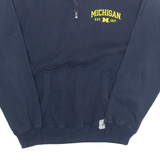 CHAMPION Michigan Mens Sweatshirt Blue 1/4 Zip USA L