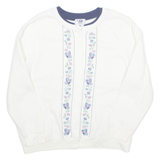 C&K Button Up Womens Sweatshirt White Button Neck 90s XL