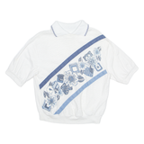 LAND & SEA Womens Sweatshirt White Collared 90s M