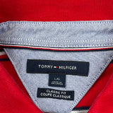 Tommy Hilfiger Striped Polo Shirt - Large Red Cotton