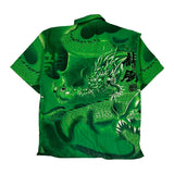 Dragon Print Brother Graphic Hawaiian Shirt - Small Green Cotton