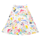 Womens A-Line Skirt White Midi Floral S