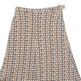 Womens A-Line Skirt Brown Midi Crazy Pattern UK 10