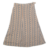 Womens A-Line Skirt Brown Midi Crazy Pattern UK 10