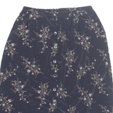 N TOUCH Buttoned Womens Straight Skirt Black Midi Floral UK 14