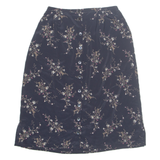 N TOUCH Buttoned Womens Straight Skirt Black Midi Floral UK 14