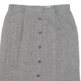 Buttoned Womens Straight Skirt Grey Midi M